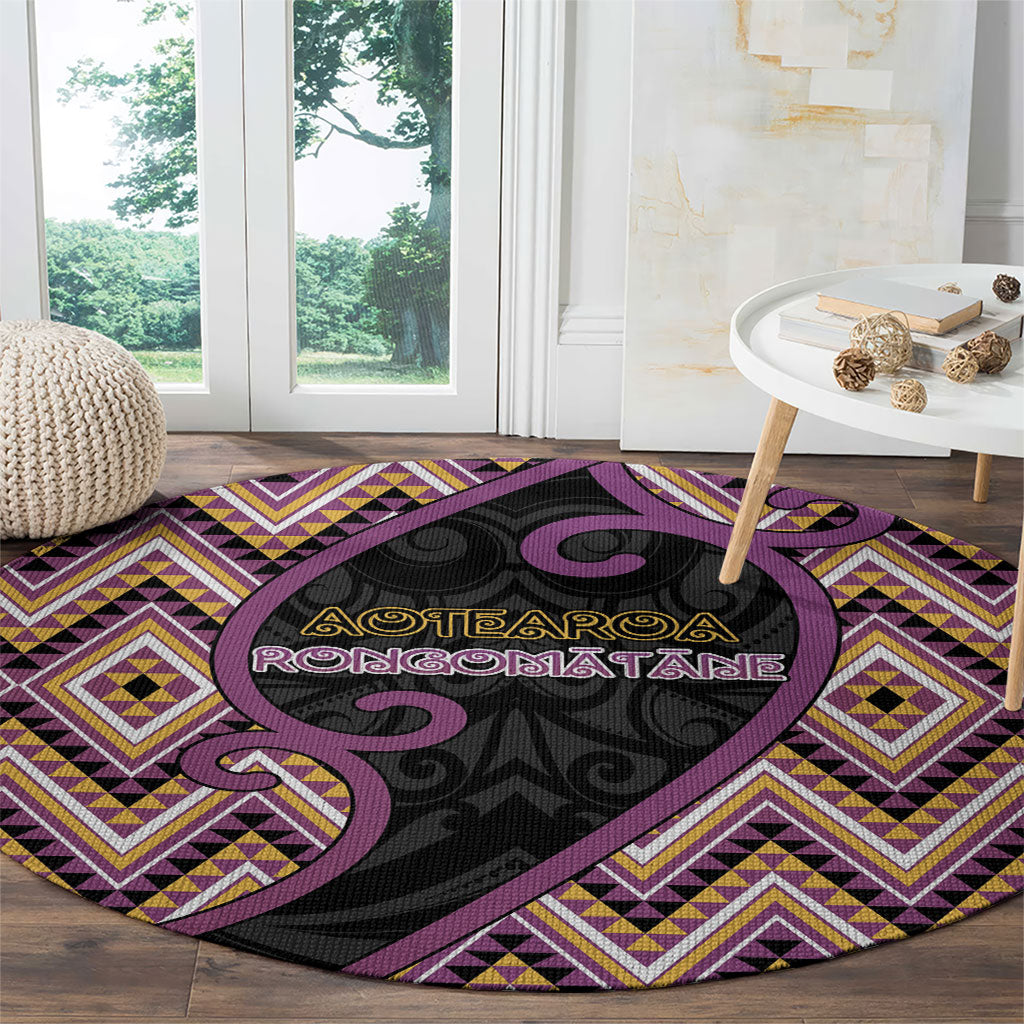Aotearoa Atua Rongomatane Round Carpet God Of Cultivated Foods Koru Patterns