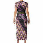 Custom Aotearoa Atua Rongomatane Short Sleeve Bodycon Dress God Of Cultivated Foods Koru Patterns