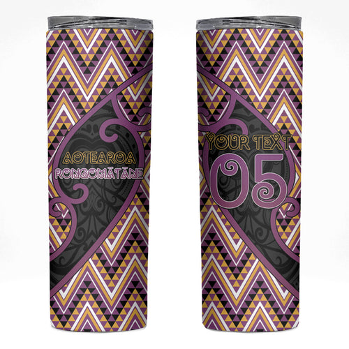 Custom Aotearoa Atua Rongomatane Skinny Tumbler God Of Cultivated Foods Koru Patterns