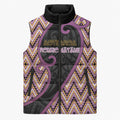 Custom Aotearoa Atua Rongomatane Sleeveless Puffer Jacket God Of Cultivated Foods Koru Patterns
