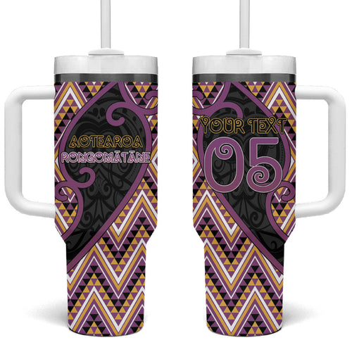Custom Aotearoa Atua Rongomatane Tumbler With Handle God Of Cultivated Foods Koru Patterns