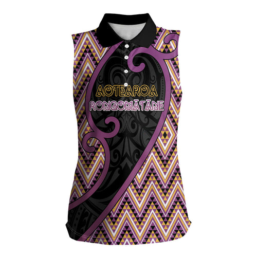 Custom Aotearoa Atua Rongomatane Women Sleeveless Polo Shirt God Of Cultivated Foods Koru Patterns