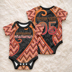 Custom Aotearoa Atua Ruaumoko Baby Onesie God Of Volcanoes Koru Patterns