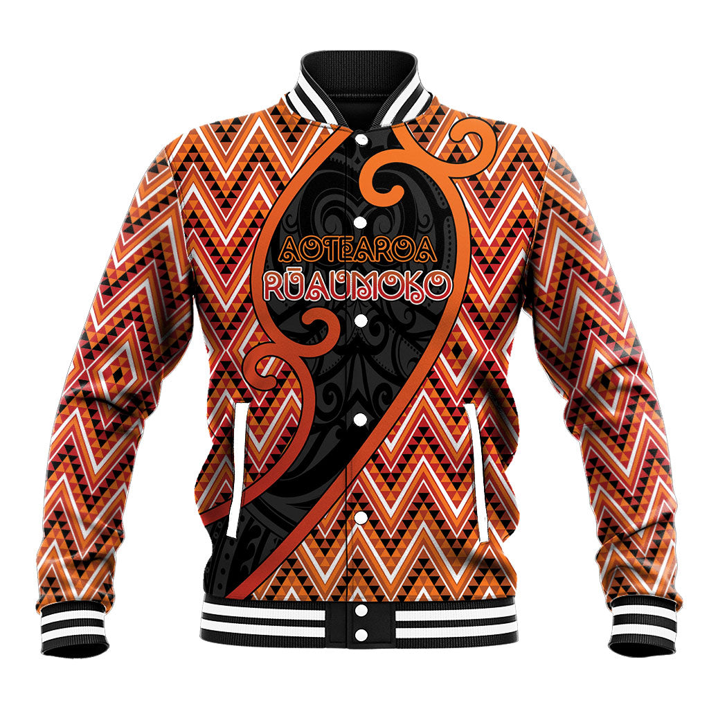 Custom Aotearoa Atua Ruaumoko Baseball Jacket God Of Volcanoes Koru Patterns