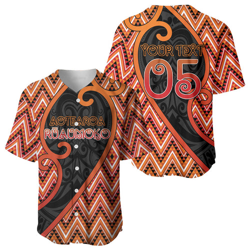 Custom Aotearoa Atua Ruaumoko Baseball Jersey God Of Volcanoes Koru Patterns