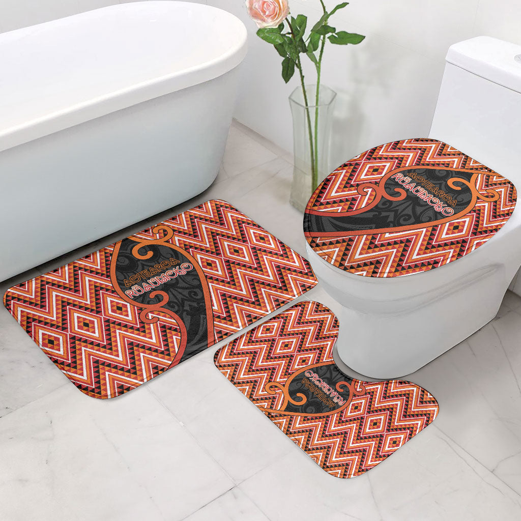 Aotearoa Atua Ruaumoko Bathroom Set God Of Volcanoes Koru Patterns