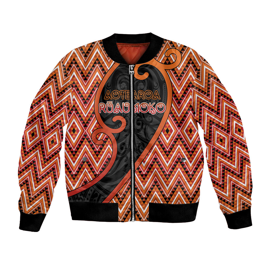 Custom Aotearoa Atua Ruaumoko Bomber Jacket God Of Volcanoes Koru Patterns