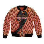 Custom Aotearoa Atua Ruaumoko Bomber Jacket God Of Volcanoes Koru Patterns