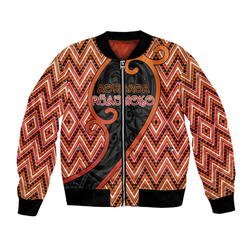 Custom Aotearoa Atua Ruaumoko Bomber Jacket God Of Volcanoes Koru Patterns