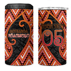 Custom Aotearoa Atua Ruaumoko 4 in 1 Can Cooler Tumbler God Of Volcanoes Koru Patterns