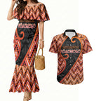 Custom Aotearoa Atua Ruaumoko Couples Matching Mermaid Dress and Hawaiian Shirt God Of Volcanoes Koru Patterns