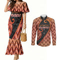 Custom Aotearoa Atua Ruaumoko Couples Matching Mermaid Dress and Long Sleeve Button Shirt God Of Volcanoes Koru Patterns