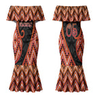 Custom Aotearoa Atua Ruaumoko Couples Matching Mermaid Dress and Long Sleeve Button Shirt God Of Volcanoes Koru Patterns