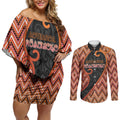 Custom Aotearoa Atua Ruaumoko Couples Matching Off Shoulder Short Dress and Long Sleeve Button Shirt God Of Volcanoes Koru Patterns