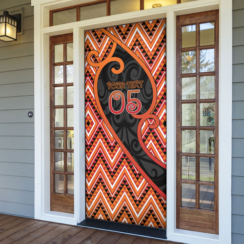 Custom Aotearoa Atua Ruaumoko Door Cover God Of Volcanoes Koru Patterns