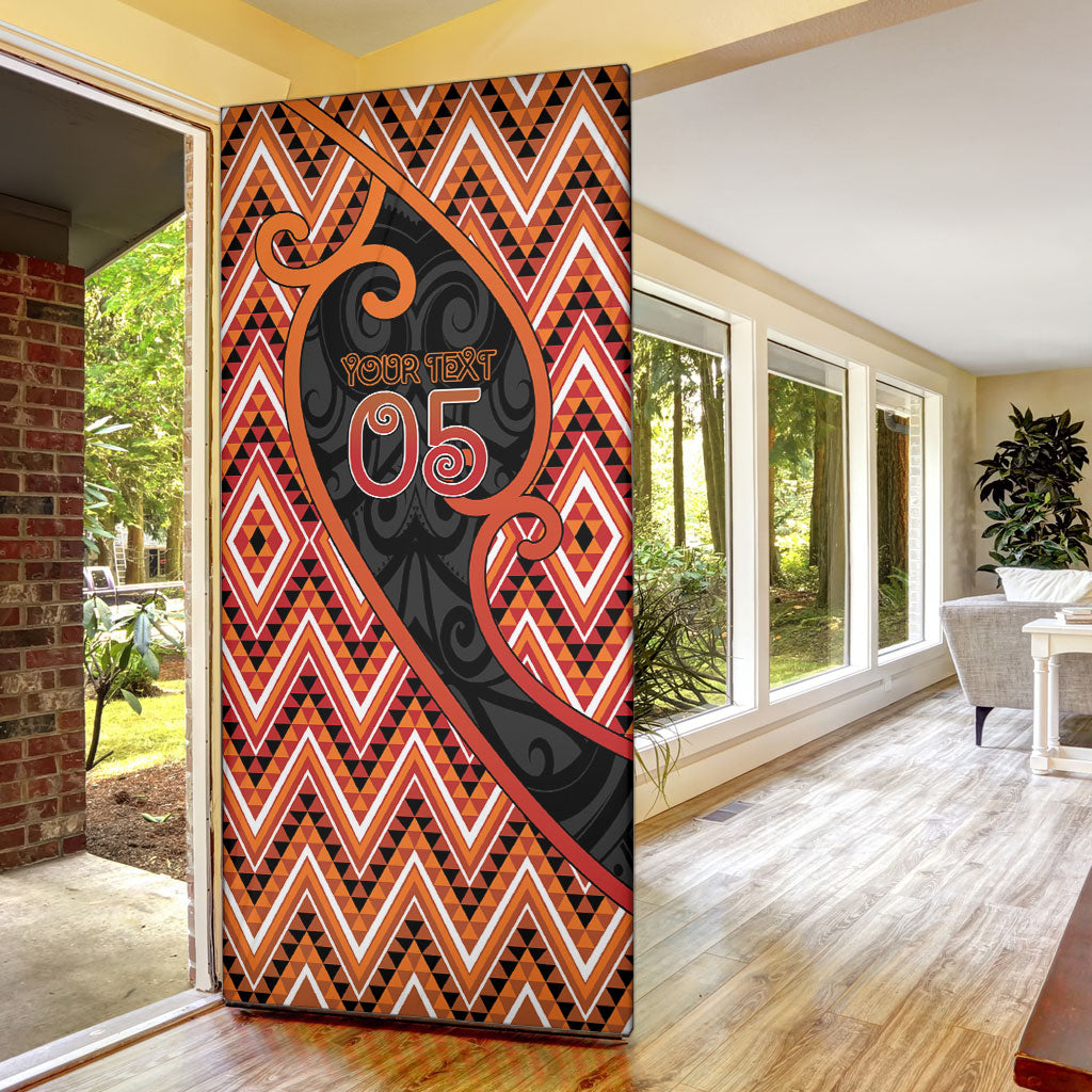 Custom Aotearoa Atua Ruaumoko Door Cover God Of Volcanoes Koru Patterns