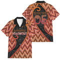 Custom Aotearoa Atua Ruaumoko Family Matching Off Shoulder Short Dress and Hawaiian Shirt God Of Volcanoes Koru Patterns