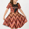 Custom Aotearoa Atua Ruaumoko Kid Short Sleeve Dress God Of Volcanoes Koru Patterns