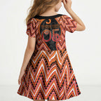 Custom Aotearoa Atua Ruaumoko Kid Short Sleeve Dress God Of Volcanoes Koru Patterns