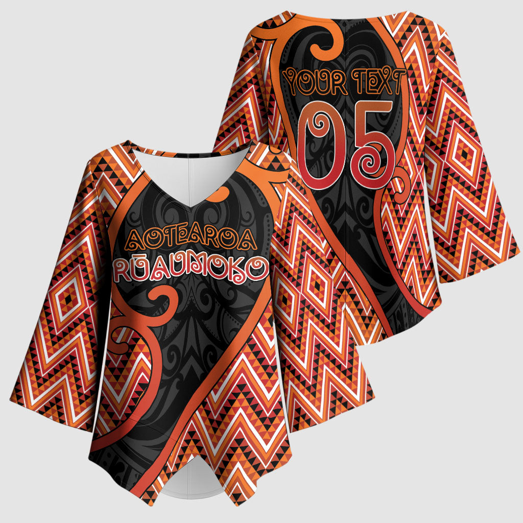 Custom Aotearoa Atua Ruaumoko Kimono Sleeve Blouse God Of Volcanoes Koru Patterns