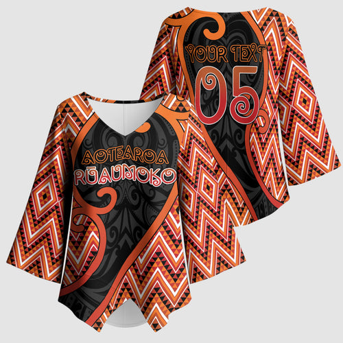 Custom Aotearoa Atua Ruaumoko Kimono Sleeve Blouse God Of Volcanoes Koru Patterns