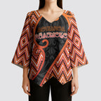 Custom Aotearoa Atua Ruaumoko Kimono Sleeve Blouse God Of Volcanoes Koru Patterns