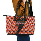 Aotearoa Atua Ruaumoko Leather Tote Bag God Of Volcanoes Koru Patterns