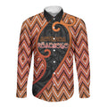 Custom Aotearoa Atua Ruaumoko Long Sleeve Button Shirt God Of Volcanoes Koru Patterns