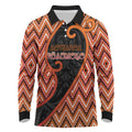 Custom Aotearoa Atua Ruaumoko Long Sleeve Polo Shirt God Of Volcanoes Koru Patterns