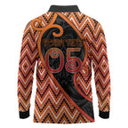 Custom Aotearoa Atua Ruaumoko Long Sleeve Polo Shirt God Of Volcanoes Koru Patterns