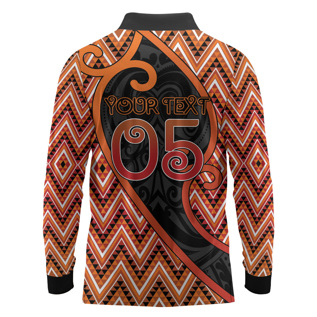 Custom Aotearoa Atua Ruaumoko Long Sleeve Polo Shirt God Of Volcanoes Koru Patterns