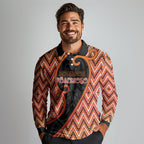 Custom Aotearoa Atua Ruaumoko Long Sleeve Polo Shirt God Of Volcanoes Koru Patterns