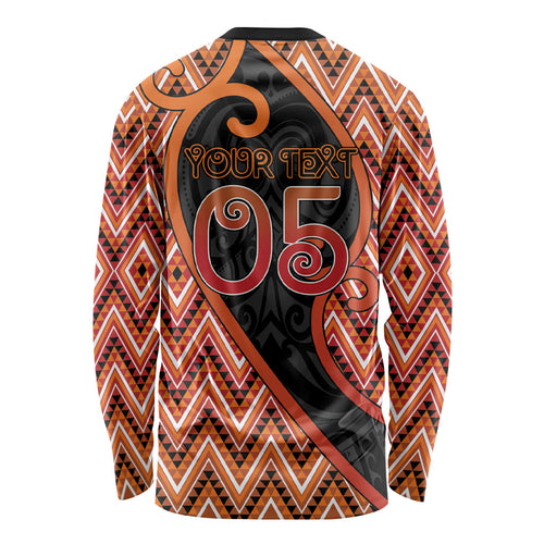 Custom Aotearoa Atua Ruaumoko Long Sleeve Shirt God Of Volcanoes Koru Patterns