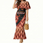 Custom Aotearoa Atua Ruaumoko Mermaid Dress God Of Volcanoes Koru Patterns