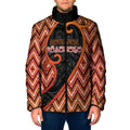 Custom Aotearoa Atua Ruaumoko Padded Jacket God Of Volcanoes Koru Patterns
