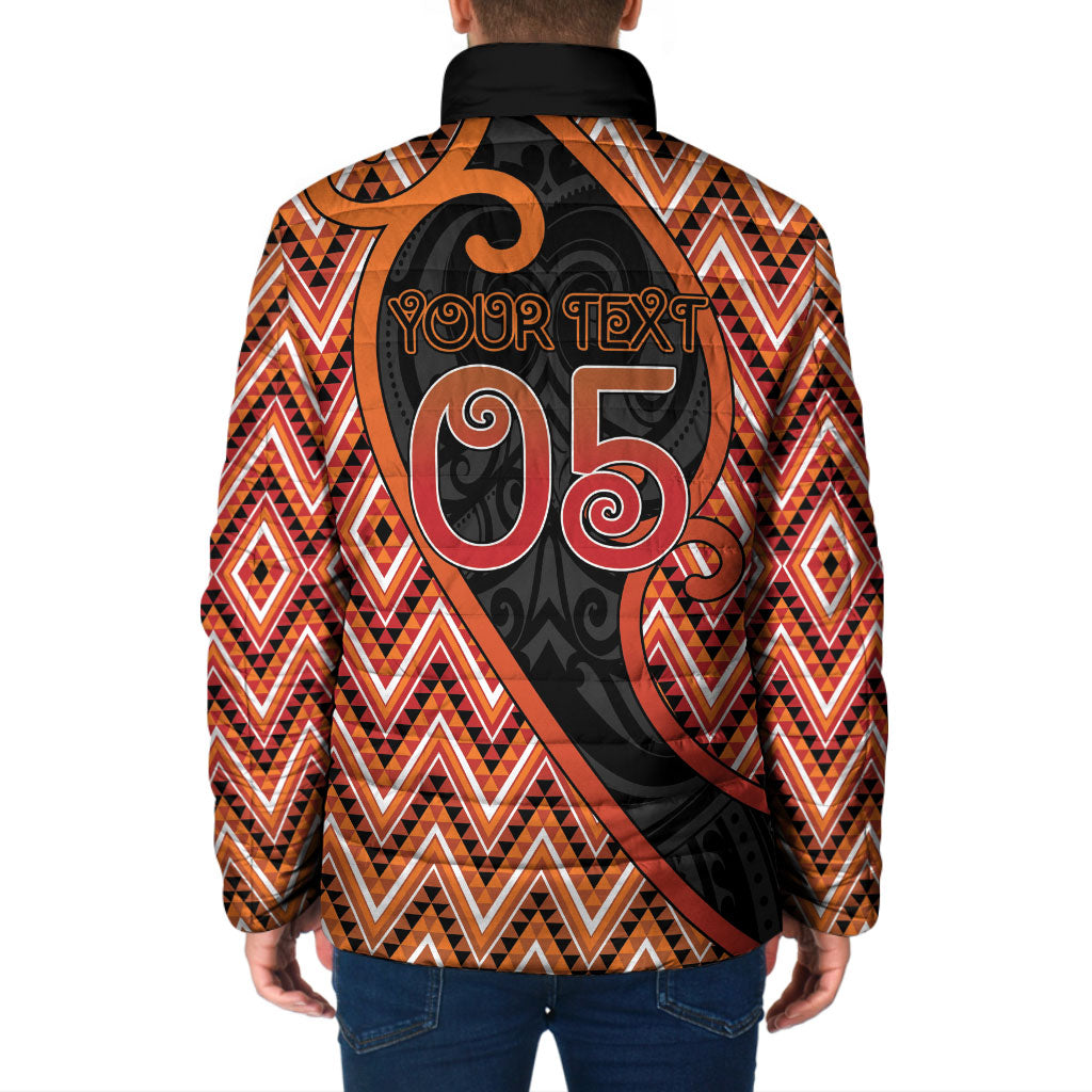 Custom Aotearoa Atua Ruaumoko Padded Jacket God Of Volcanoes Koru Patterns