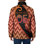 Custom Aotearoa Atua Ruaumoko Padded Jacket God Of Volcanoes Koru Patterns