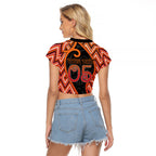 Custom Aotearoa Atua Ruaumoko Raglan Cropped T Shirt God Of Volcanoes Koru Patterns