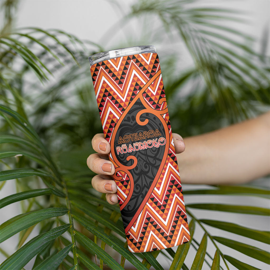 Custom Aotearoa Atua Ruaumoko Skinny Tumbler God Of Volcanoes Koru Patterns