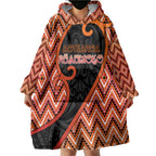 Custom Aotearoa Atua Ruaumoko Wearable Blanket Hoodie God Of Volcanoes Koru Patterns