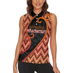 Custom Aotearoa Atua Ruaumoko Women Sleeveless Polo Shirt God Of Volcanoes Koru Patterns