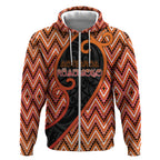 Custom Aotearoa Atua Ruaumoko Zip Hoodie God Of Volcanoes Koru Patterns