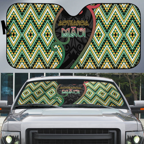 Aotearoa Atua Maui Auto Sun Shade Demigod Hero And Trickster Koru Patterns