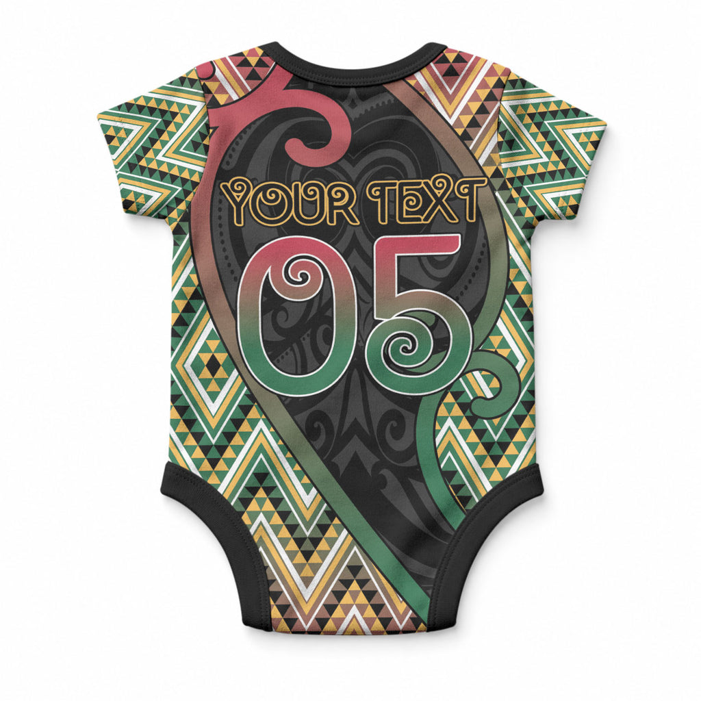 Custom Aotearoa Atua Maui Baby Onesie Demigod Hero And Trickster Koru Patterns