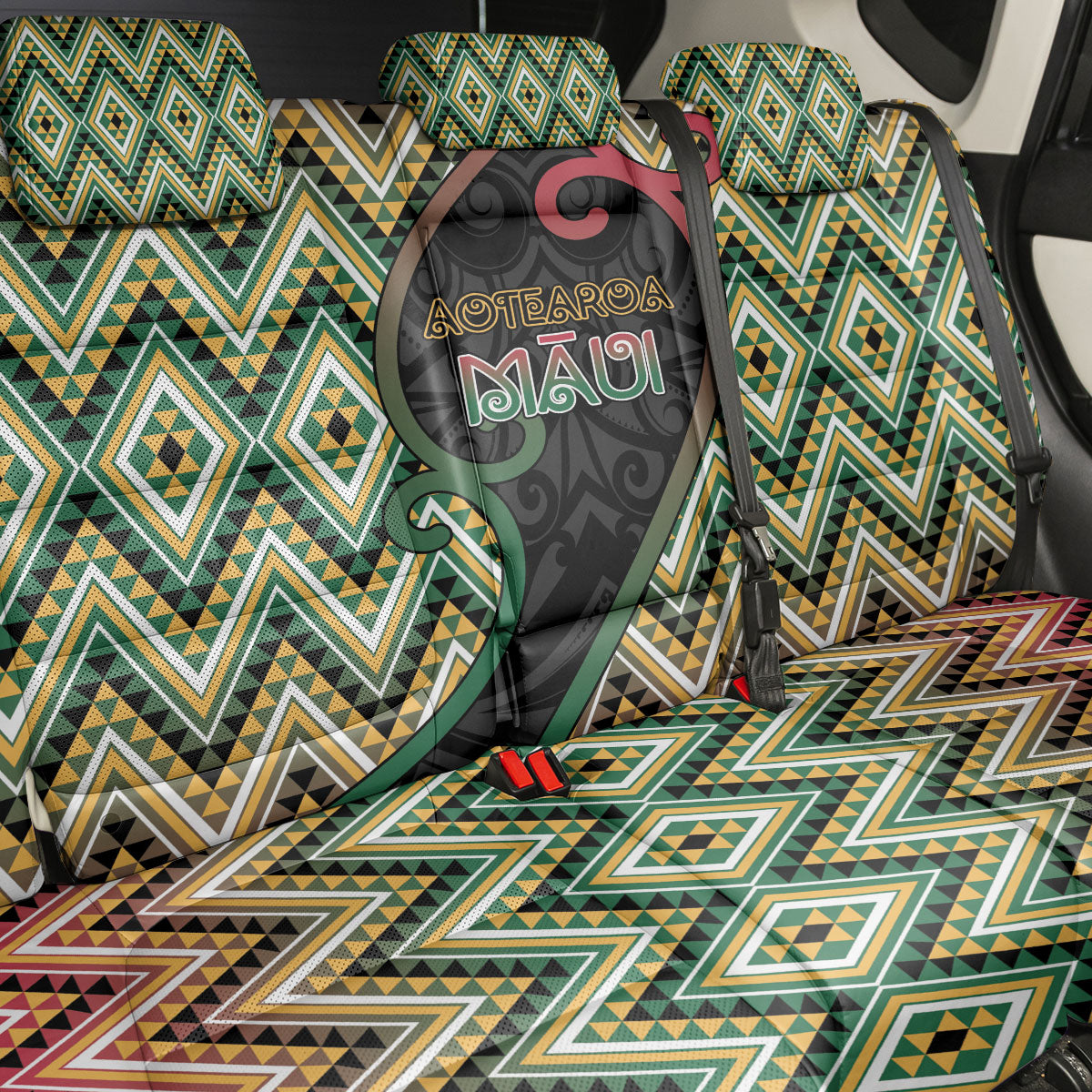 Aotearoa Atua Maui Back Car Seat Cover Demigod Hero And Trickster Koru Patterns