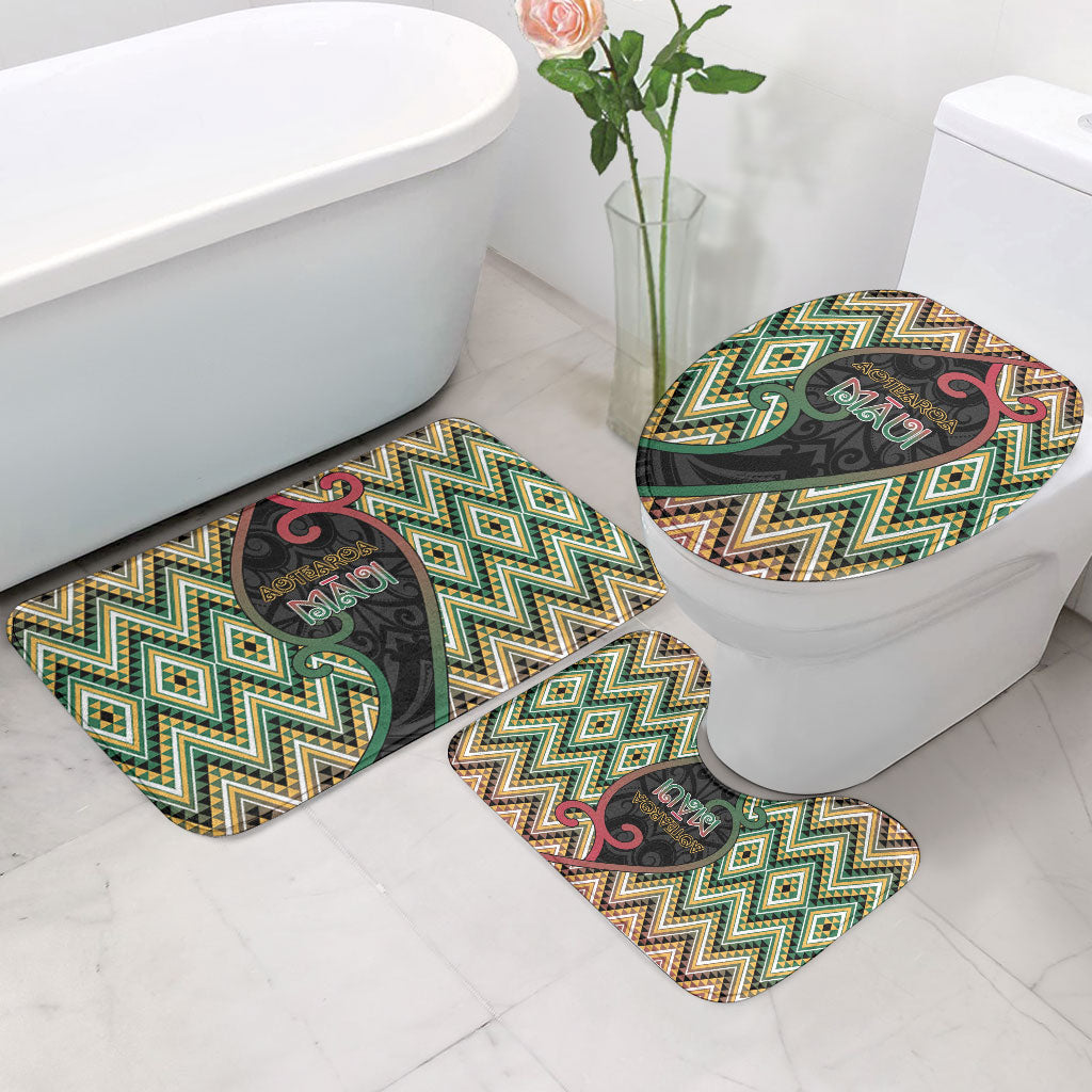 Aotearoa Atua Maui Bathroom Set Demigod Hero And Trickster Koru Patterns