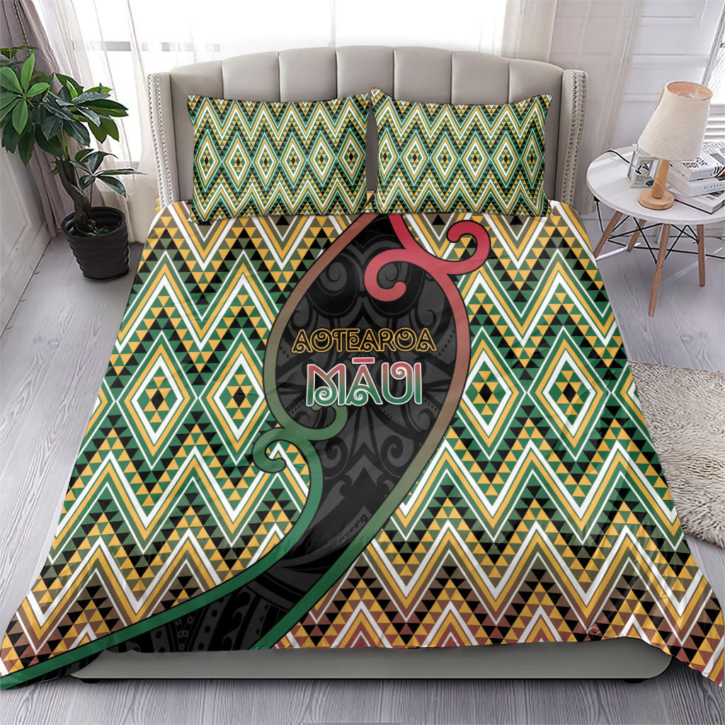 Aotearoa Atua Maui Bedding Set Demigod Hero And Trickster Koru Patterns