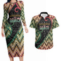 Custom Aotearoa Atua Maui Couples Matching Long Sleeve Bodycon Dress and Hawaiian Shirt Demigod Hero And Trickster Koru Patterns