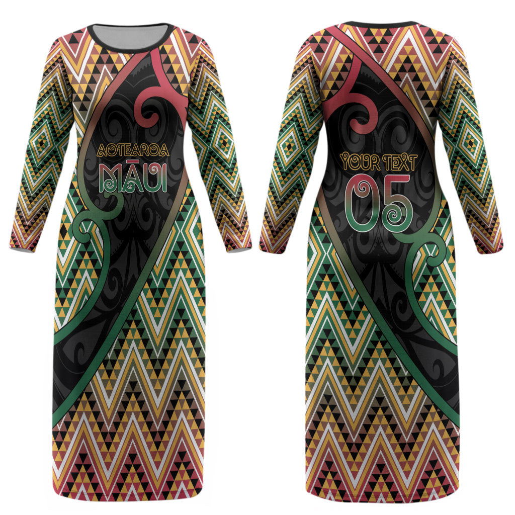 Custom Aotearoa Atua Maui Couples Matching Long Sleeve Bodycon Dress and Long Sleeve Button Shirt Demigod Hero And Trickster Koru Patterns