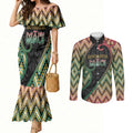 Custom Aotearoa Atua Maui Couples Matching Mermaid Dress and Long Sleeve Button Shirt Demigod Hero And Trickster Koru Patterns